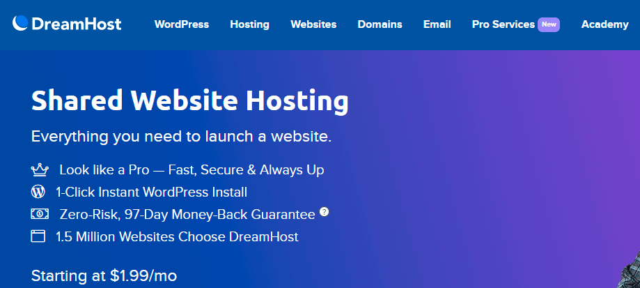 Dreamhost Web Hosting with shared WordPress hosting plans