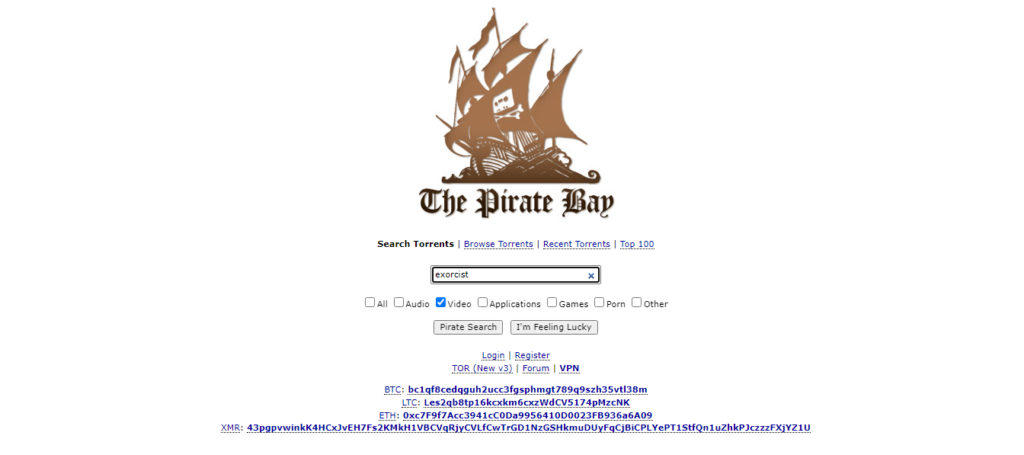Pirate Bay top rated website to download movie for free