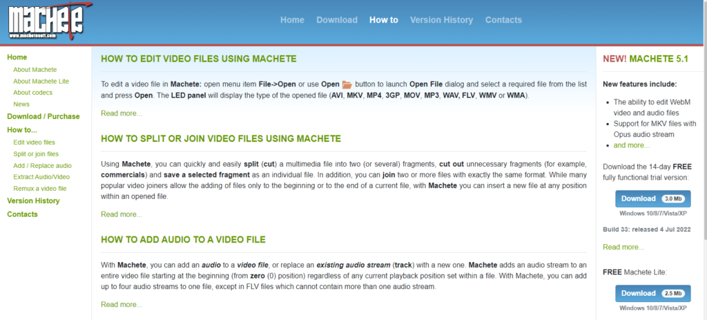 Machete Video Editor Lite Best free website for video editing