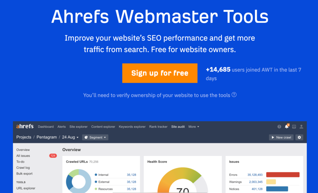 Ahrefs Webmasters Tool 